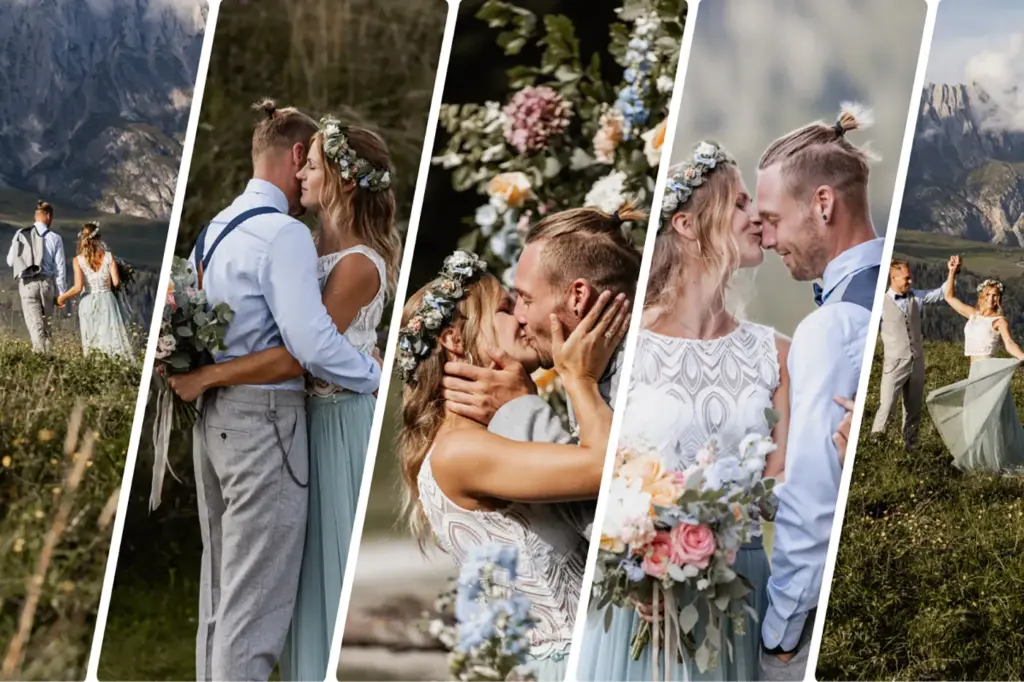 „Hochzeitsposen Inspiration – natürliches Paarshooting in den Salzburger Bergen auf der Tiergartenalm